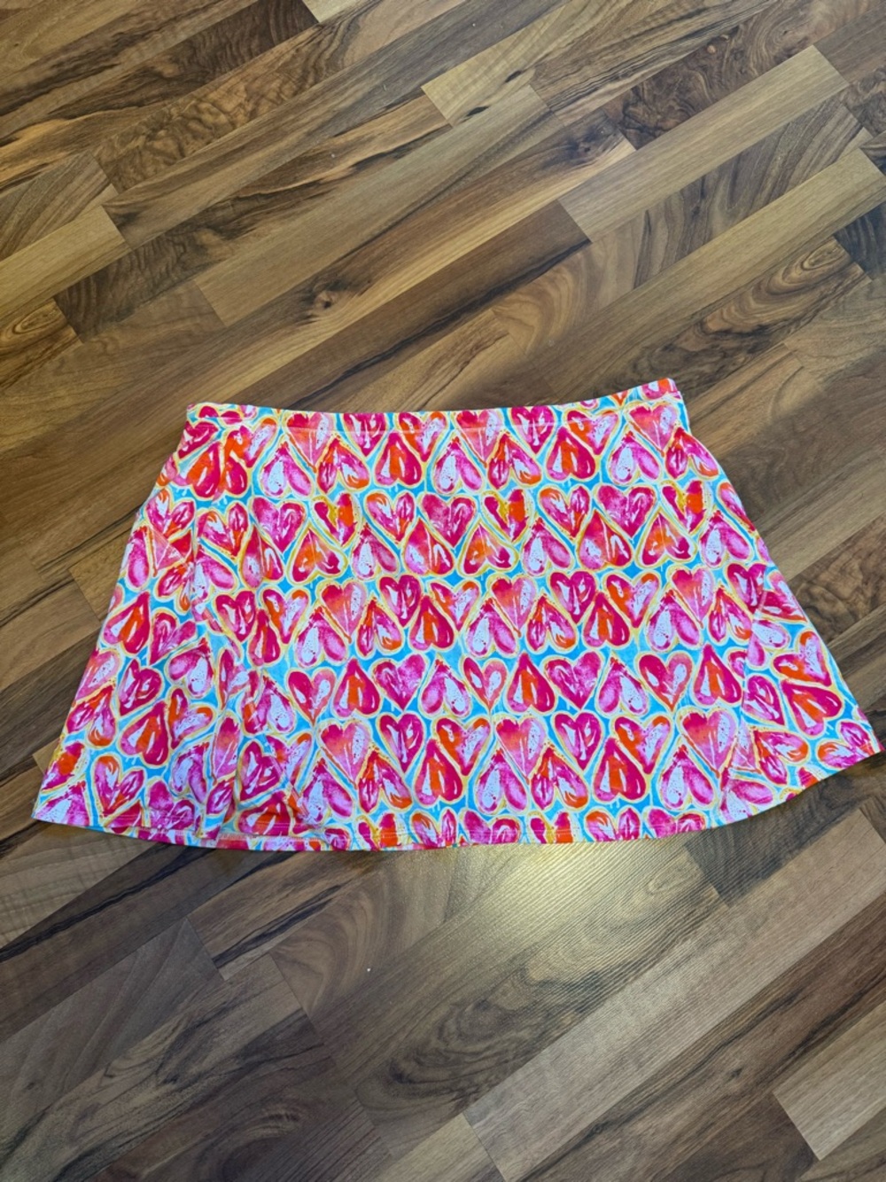 IBKUL Swing Skort Golf Skirt Audrey Seafoam Heart Print Pattern Womens X-Large - Picture 3 of 10